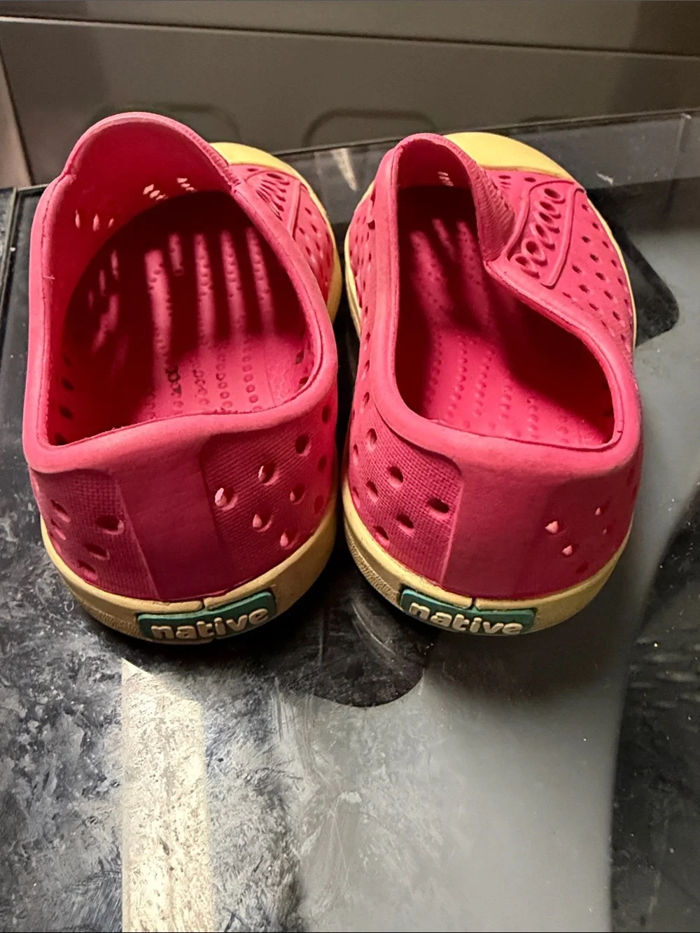 Native Kids Water Shoes in Bright Pink with Cream Toecaps